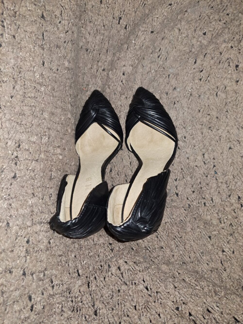 L.A.M.B.-Warner-D'orsay Black Stiletto-Leather Twist Knots-Sz 5.5-Near Mint - Picture 7 of 8